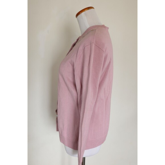 Vintage Y2K Pink Sequin Beaded Button Down Cardigan Coquette Preppy Pin Up M - Picture 11 of 13